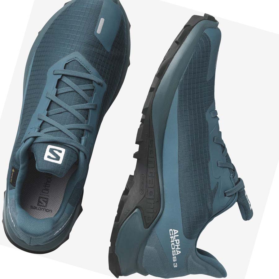 Salomon ALPHACROSS 3 GORE-TEX Trail löparskor Herr Blå | SE88EBC