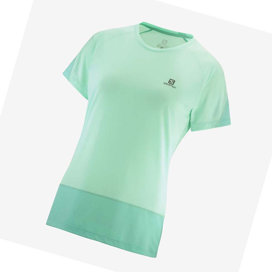 Salomon CROSS RUN T-shirt Dam Gröna | SE1085ZUT