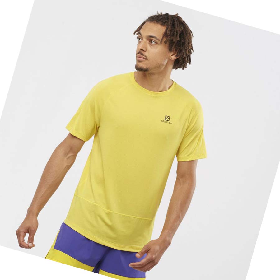 Salomon CROSS RUN T-shirt Herr Gula | SE397YXF