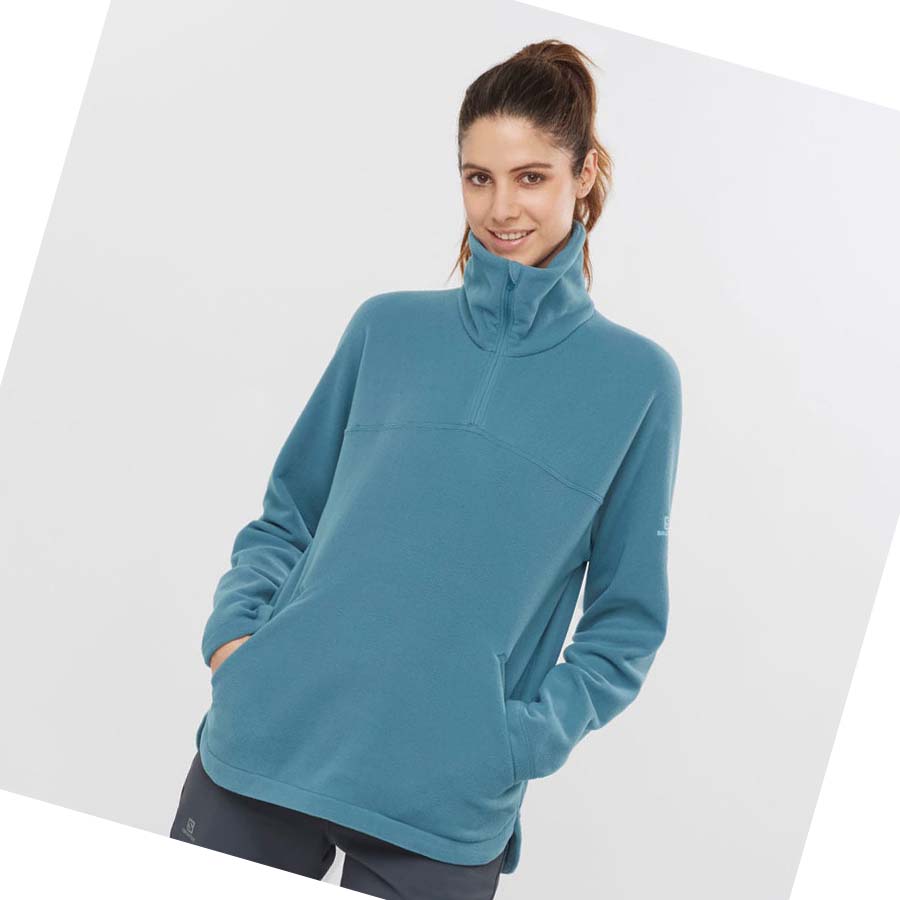 Salomon ESSENTIAL COSY FLEECE Hoodie Dam Blå | SE1108VRW