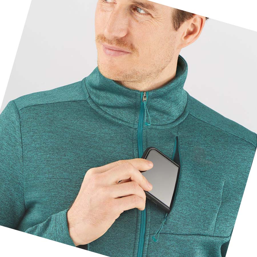 Salomon ESSENTIAL LIGHTWARM HEATHER Hoodie Herr Gröna | SE425RVD