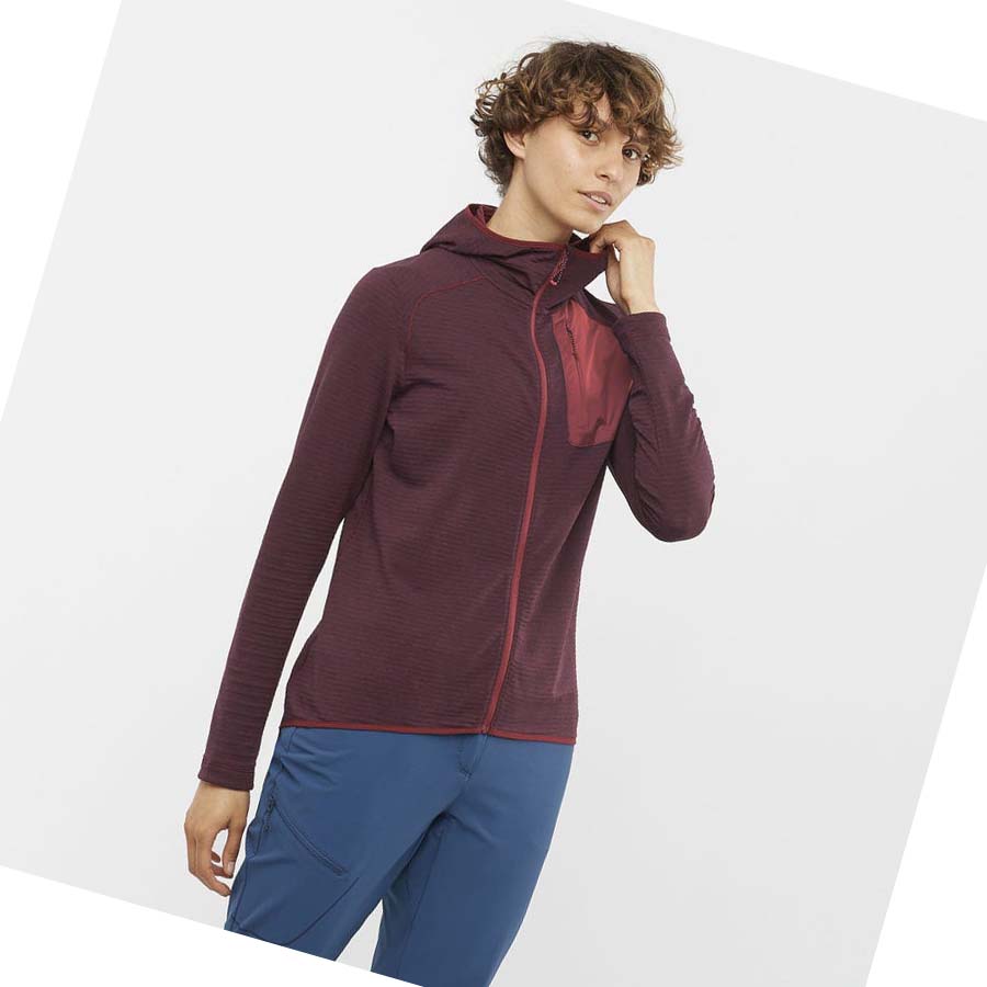 Salomon ESSENTIAL LIGHTWARM HOODED Hoodie Dam Röda | SE1121PJJ