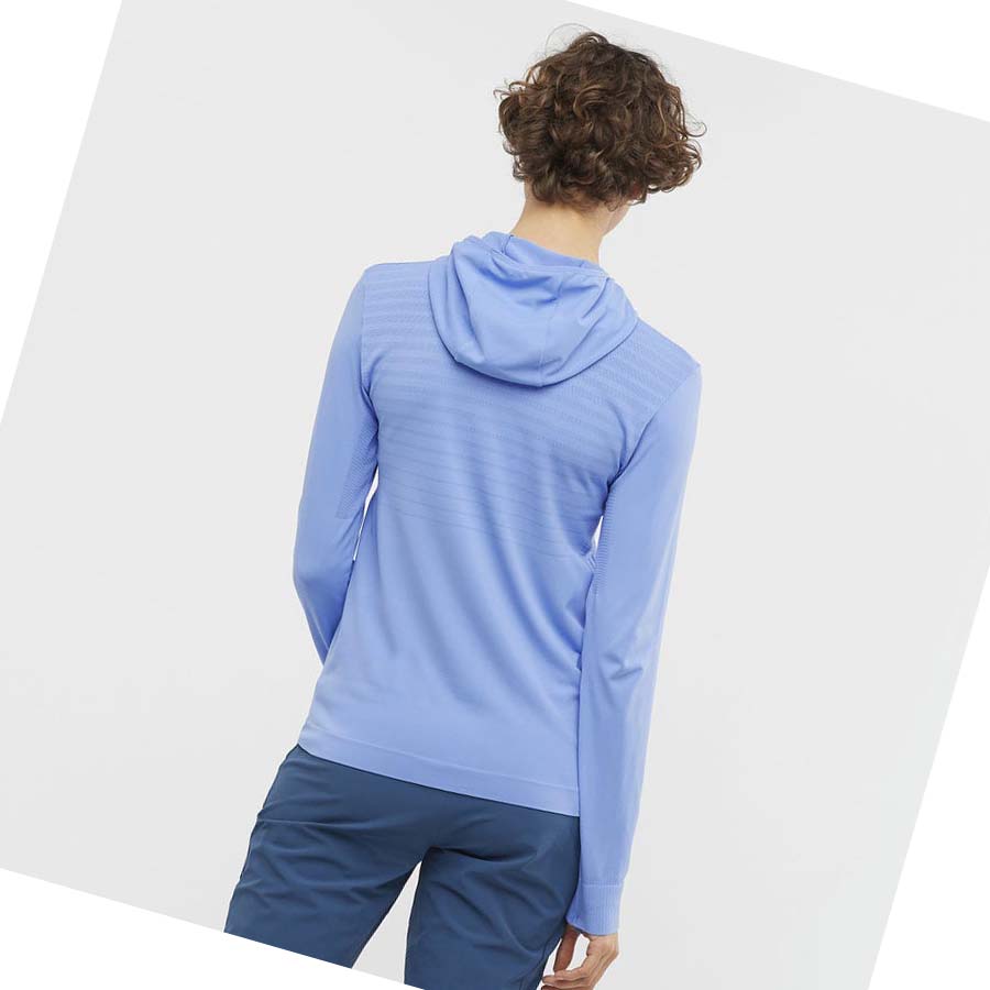 Salomon ESSENTIAL SEAMLESS Hoodie Dam Blå | SE1096OKI