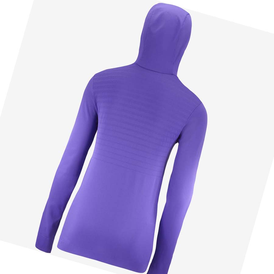 Salomon ESSENTIAL SEAMLESS Hoodie Dam Lila | SE1095PJJ