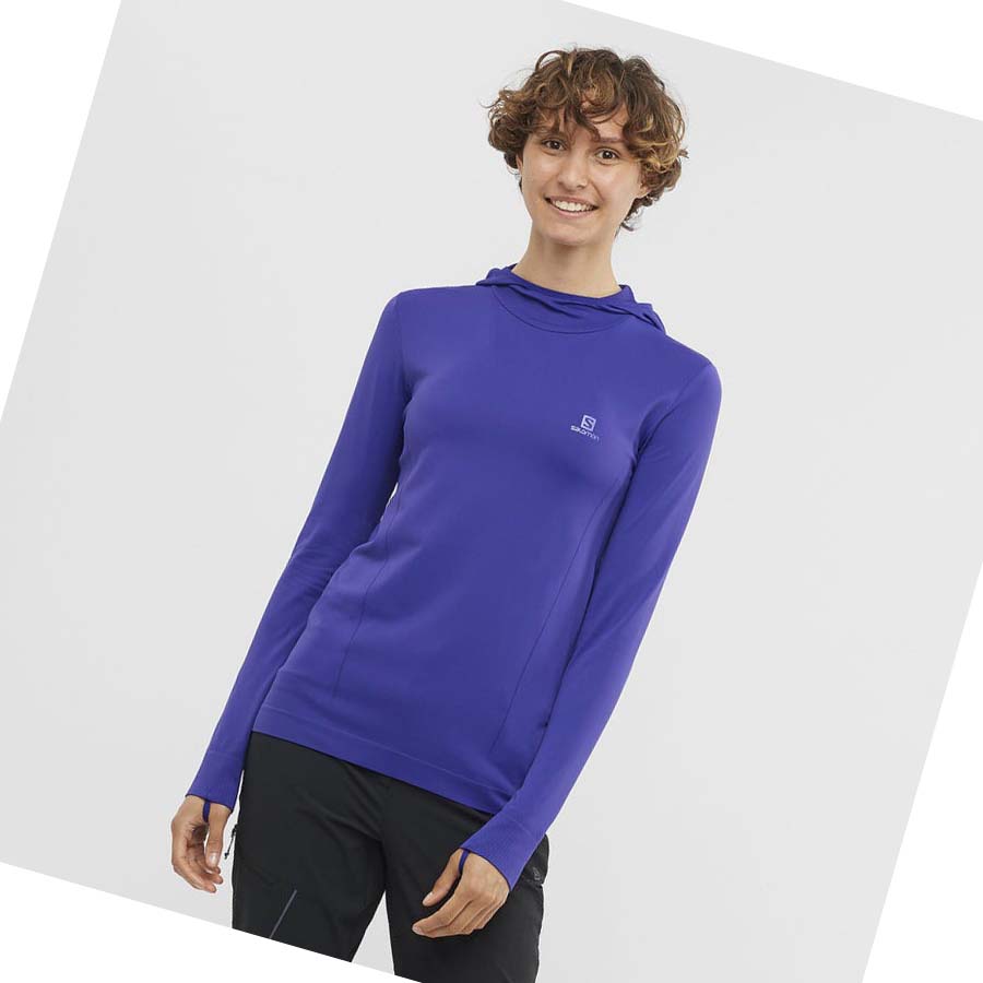 Salomon ESSENTIAL SEAMLESS Hoodie Dam Lila | SE1095PJJ