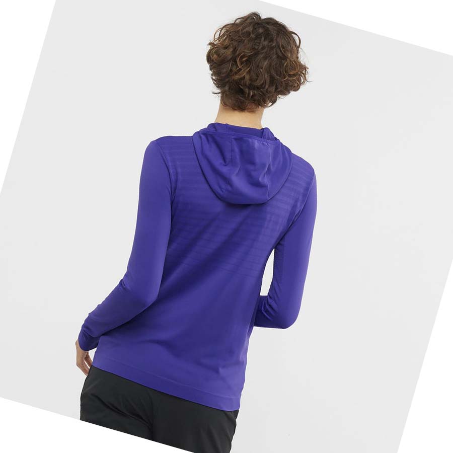 Salomon ESSENTIAL SEAMLESS Hoodie Dam Lila | SE1095PJJ