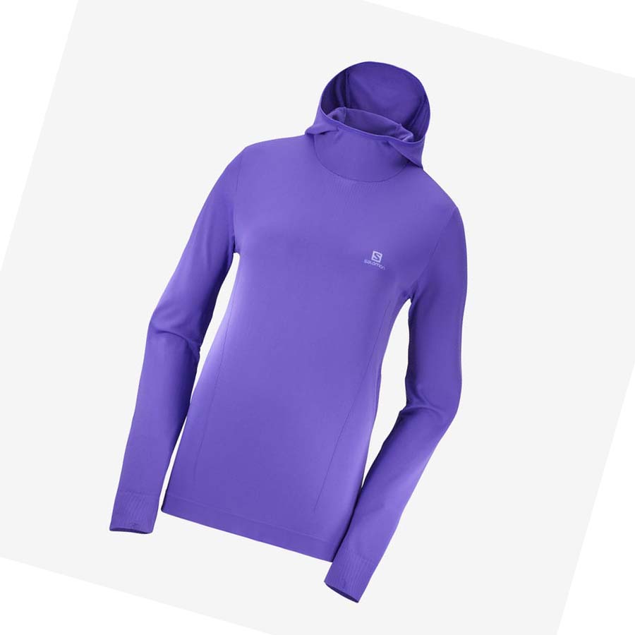 Salomon ESSENTIAL SEAMLESS Hoodie Dam Lila | SE1095PJJ