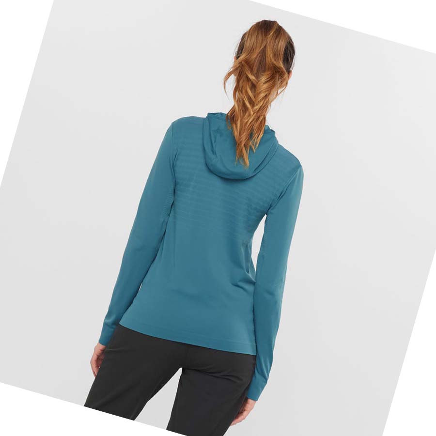 Salomon ESSENTIAL SEAMLESS Hoodie Dam Marinblå | SE1094AHK