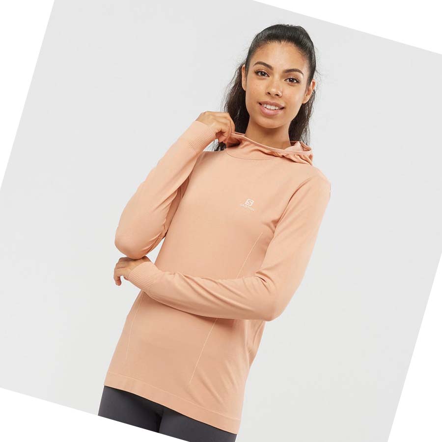 Salomon ESSENTIAL SEAMLESS Hoodie Dam Rosa | SE1093SGL