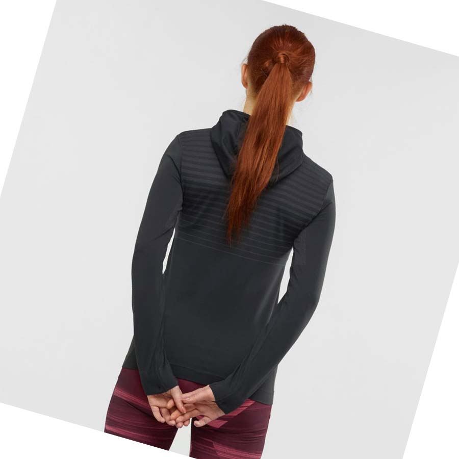 Salomon ESSENTIAL SEAMLESS Hoodie Dam Svarta | SE1092DFM