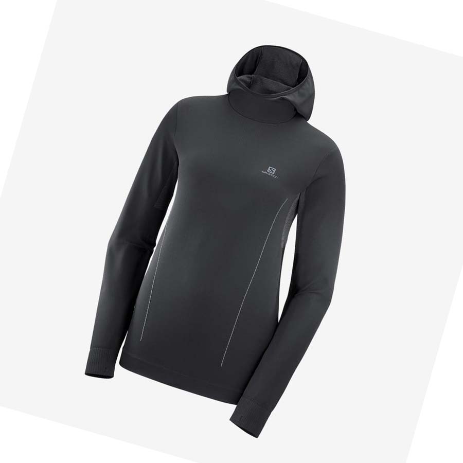 Salomon ESSENTIAL SEAMLESS Hoodie Dam Svarta | SE1092DFM