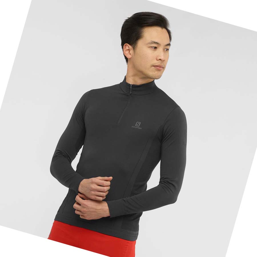 Salomon ESSENTIAL SEAMLESS Hoodie Herr Svarta | SE408XYU