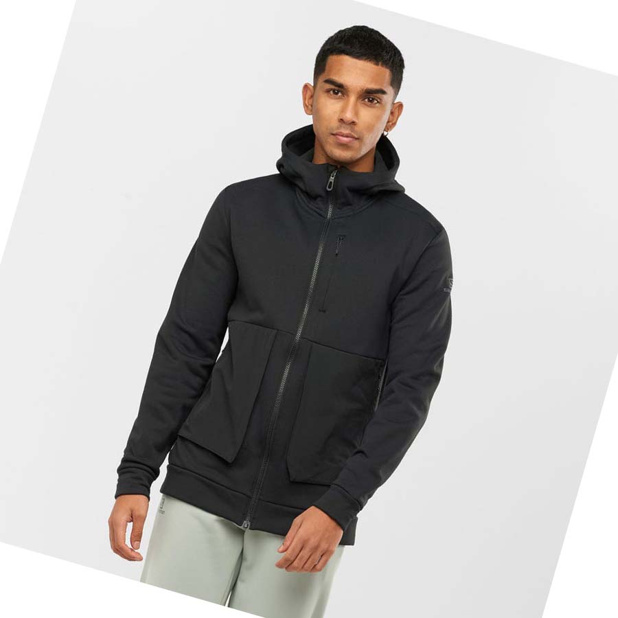 Salomon ESSENTIAL WARM FLEECE Hoodie Herr Svarta | SE429MQZ