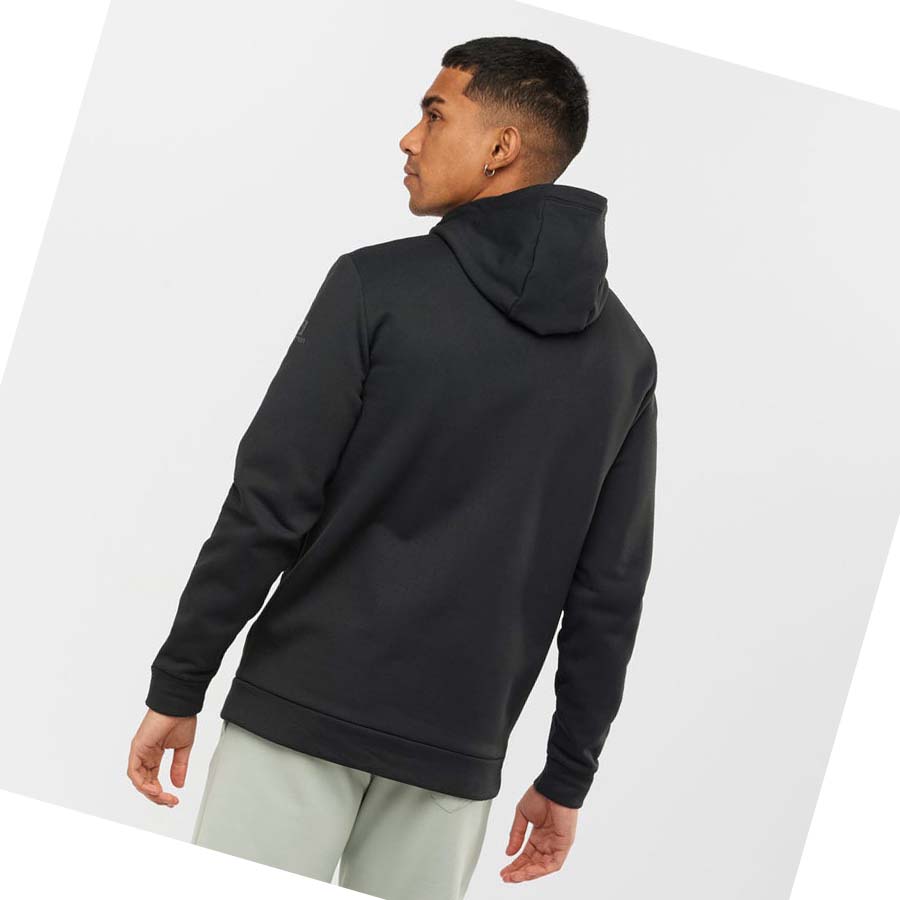 Salomon ESSENTIAL WARM FLEECE Hoodie Herr Svarta | SE429MQZ