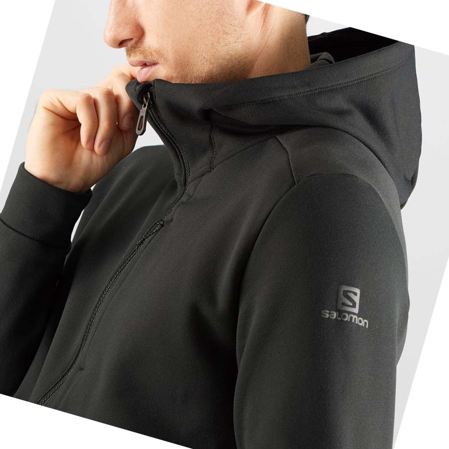 Salomon ESSENTIAL WARM FLEECE Hoodie Herr Svarta | SE429MQZ