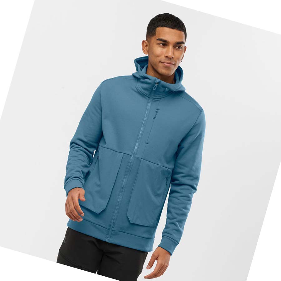 Salomon ESSENTIAL WARM FLEECE Hoodie Herr Blå | SE431BEX