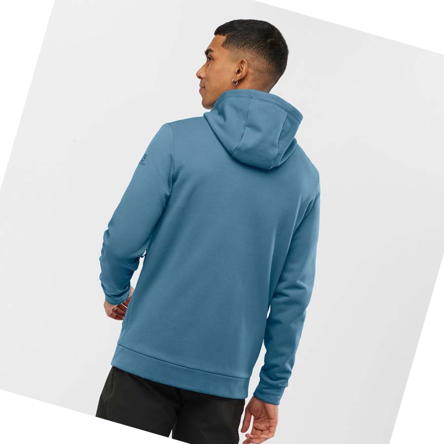 Salomon ESSENTIAL WARM FLEECE Hoodie Herr Blå | SE431BEX