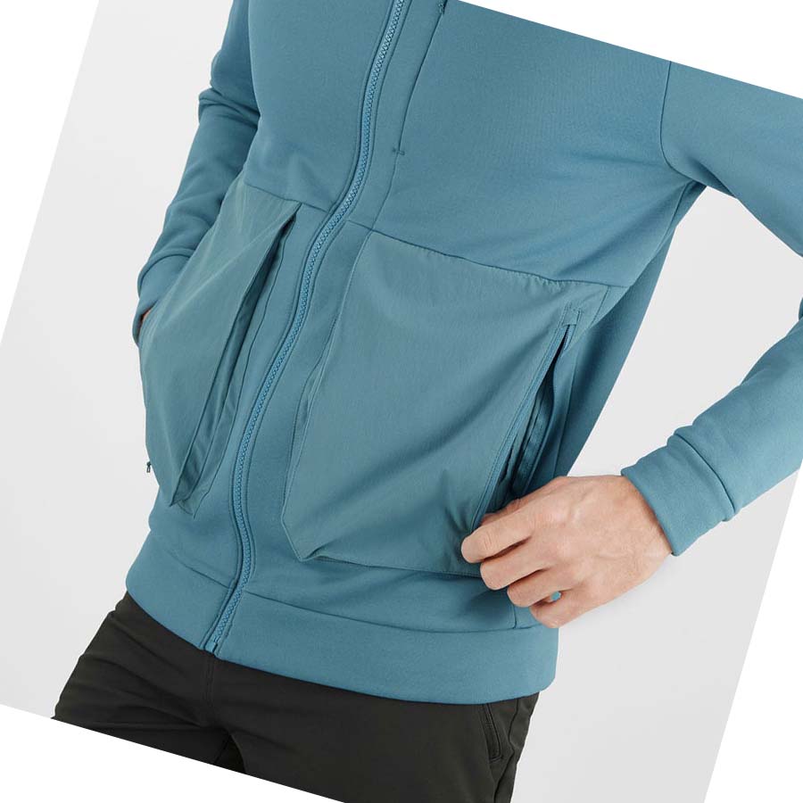 Salomon ESSENTIAL WARM FLEECE Hoodie Herr Blå | SE431BEX