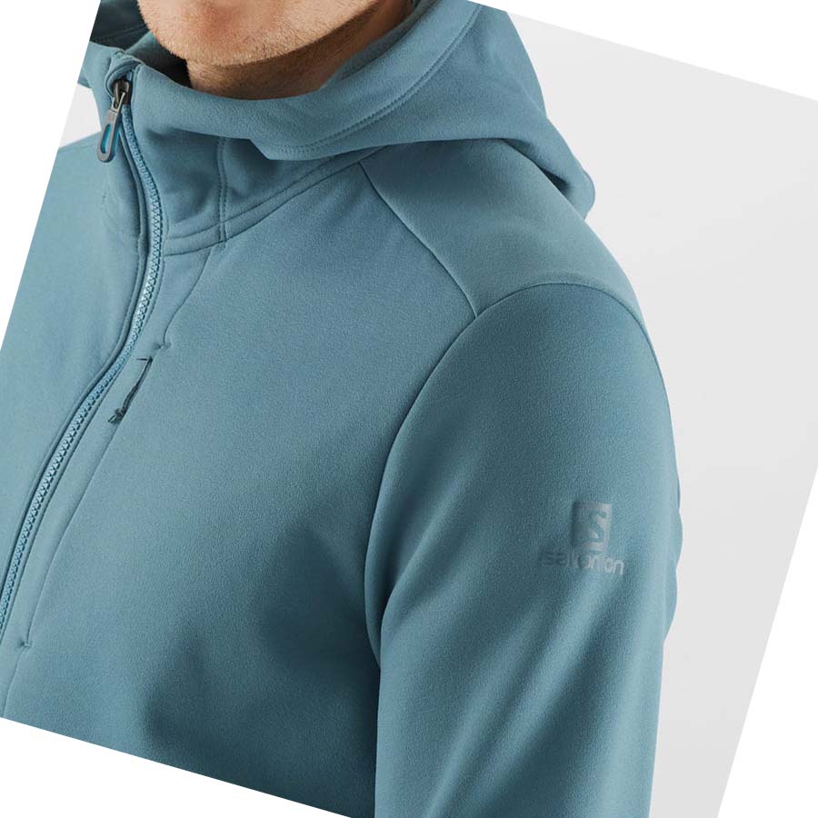 Salomon ESSENTIAL WARM FLEECE Hoodie Herr Blå | SE431BEX