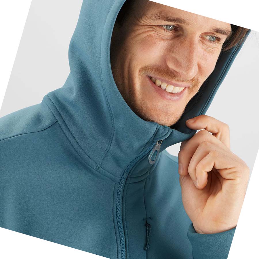 Salomon ESSENTIAL WARM FLEECE Hoodie Herr Blå | SE431BEX