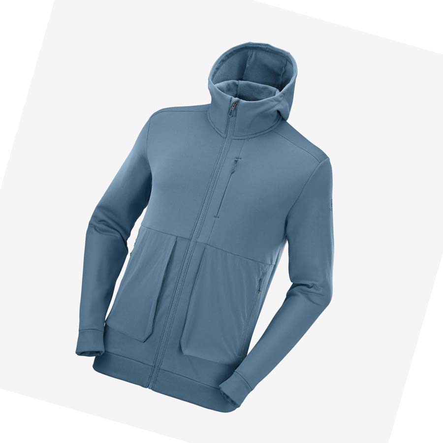 Salomon ESSENTIAL WARM FLEECE Hoodie Herr Blå | SE431BEX