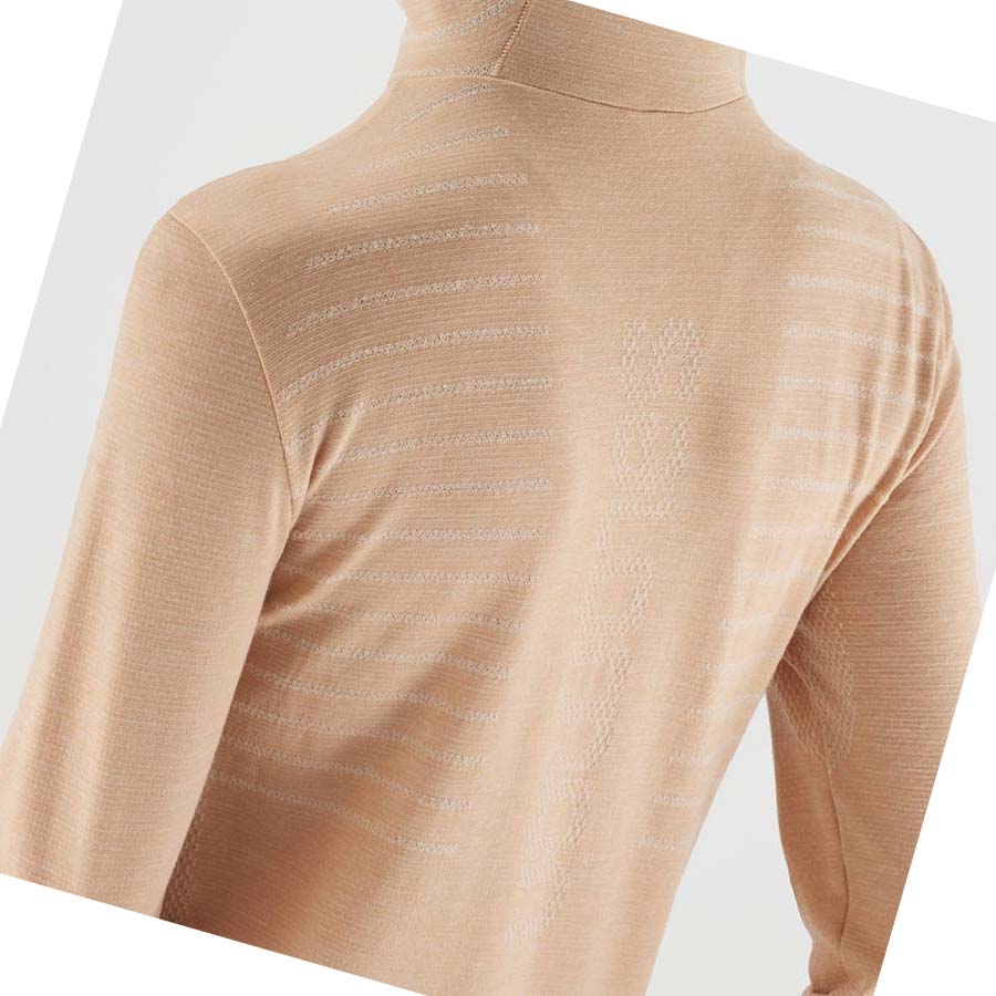 Salomon ESSENTIAL WOOL T-shirt Dam Beige | SE1062JPQ