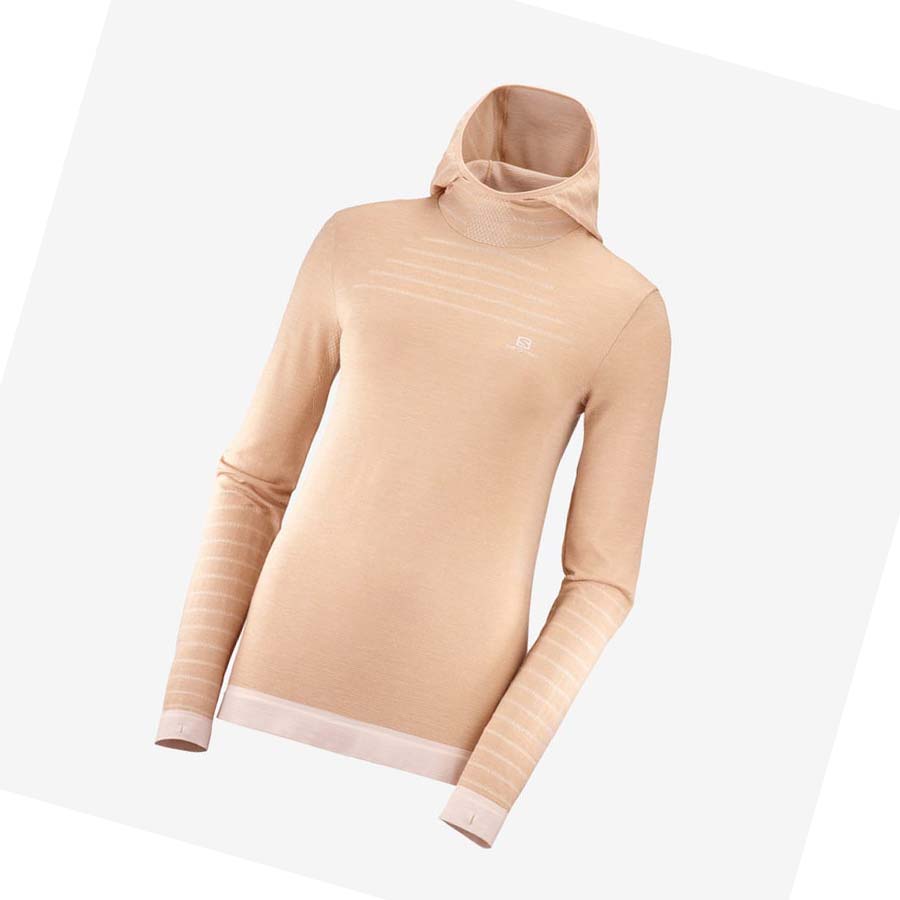 Salomon ESSENTIAL WOOL T-shirt Dam Beige | SE1062JPQ