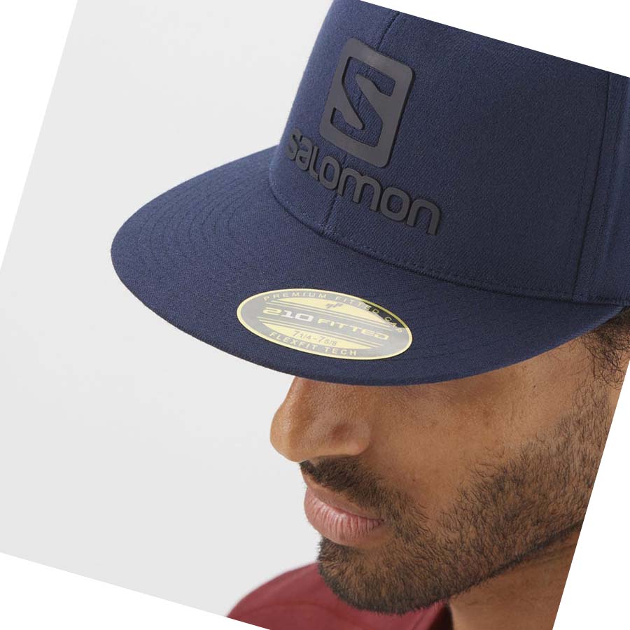 Salomon LOGO CAP FLEXFIT® Hatt Herr Blå | SE657YXF