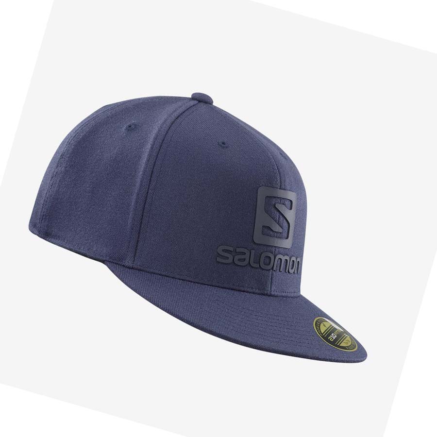 Salomon LOGO CAP FLEXFIT® Hatt Herr Blå | SE657YXF