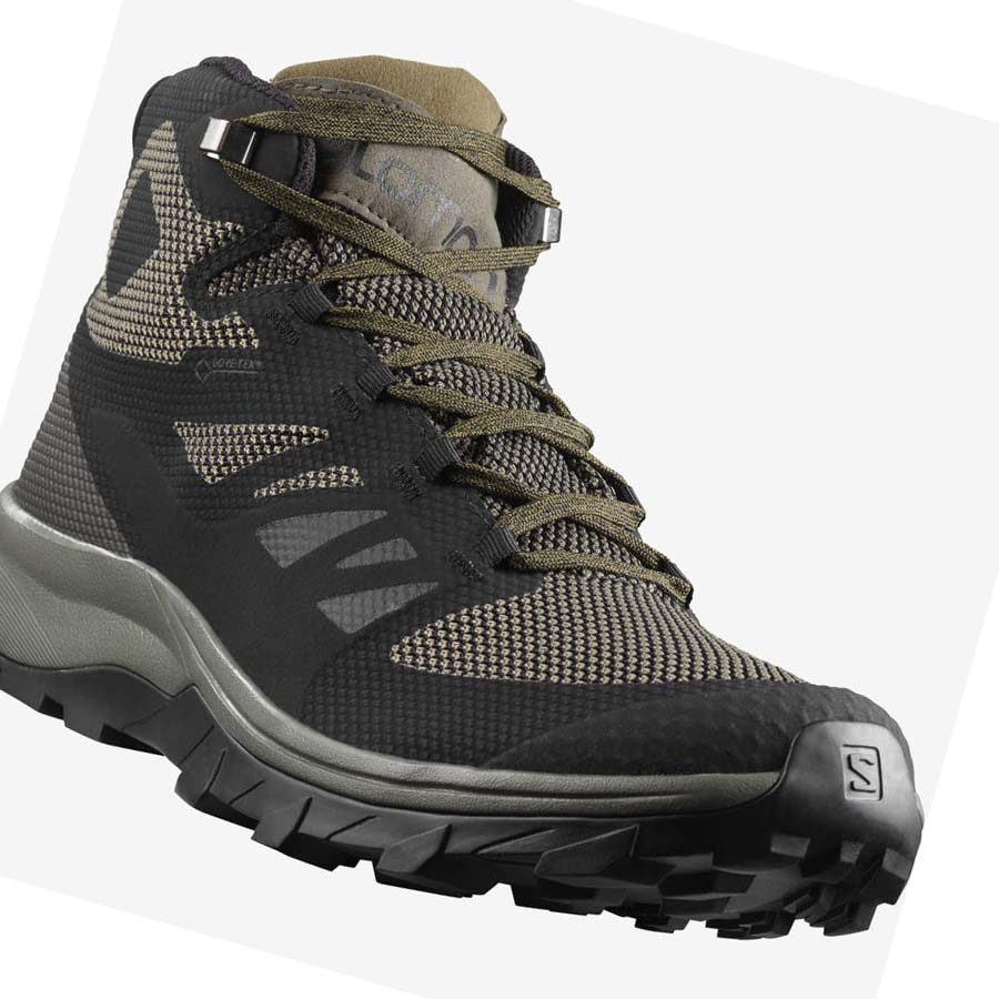 Salomon OUTLINE MID GORE-TEX Vandringsskor Herr Olivgröna Svarta | SE29PJJ