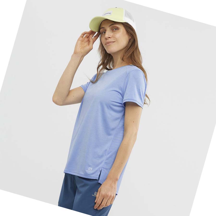 Salomon OUTLINE SUMMER T-shirt Dam Blå | SE1075RVD