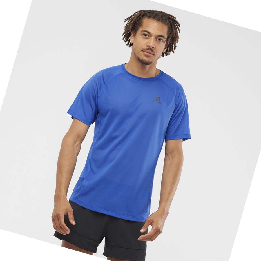 Salomon PROMO CROSS REBEL T-shirt Herr Blå | SE386JPQ