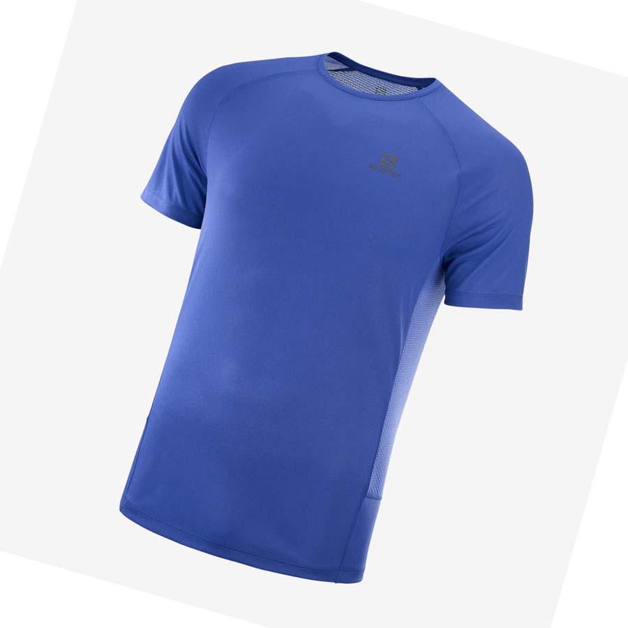 Salomon PROMO CROSS REBEL T-shirt Herr Blå | SE386JPQ