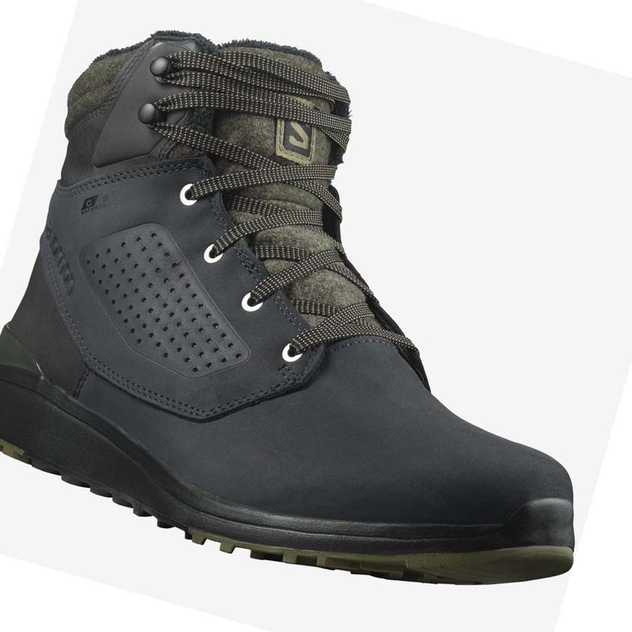 Salomon UTILITY WINTER CLIMASALOMON™ WATERPROOF Vinterkängor Herr Svarta Gröna | SE243RVD