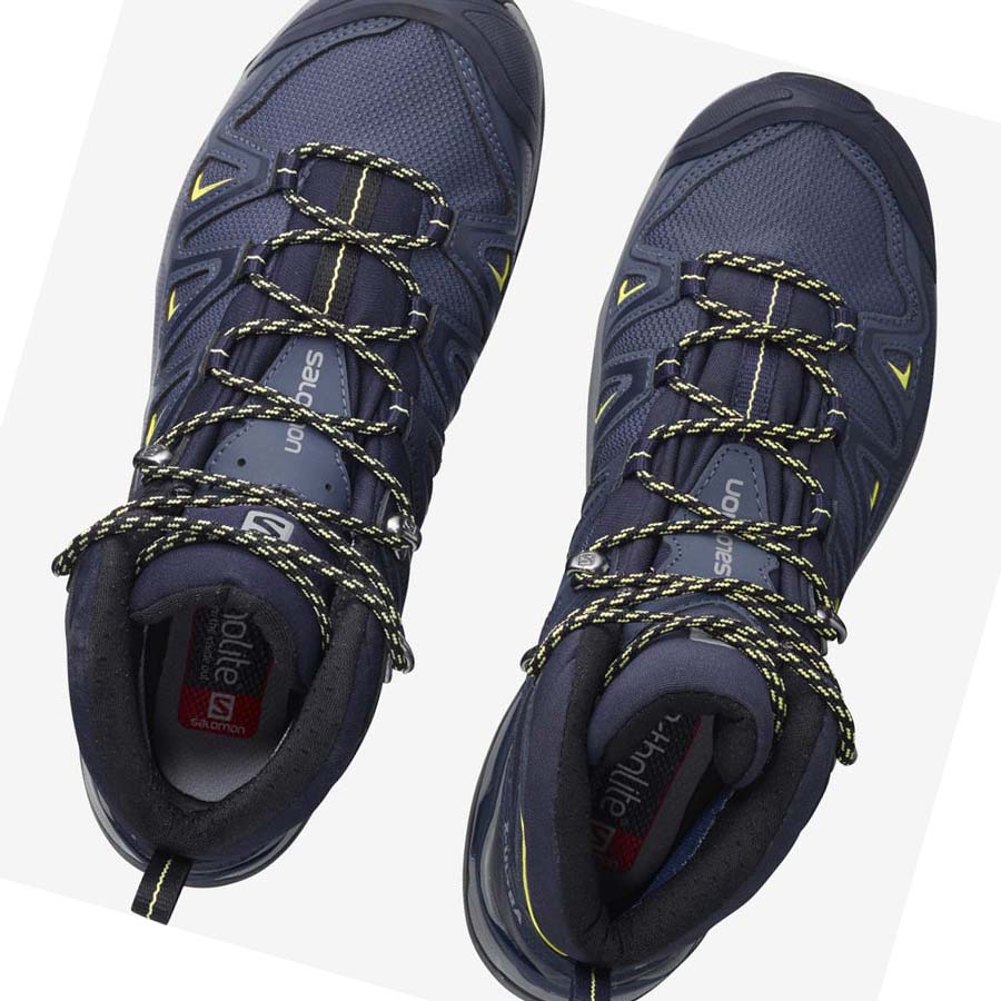 Salomon WoX ULTRA 3 WIDE MID GORE-TEX Vandringsskor Dam Blå | SE812UZG