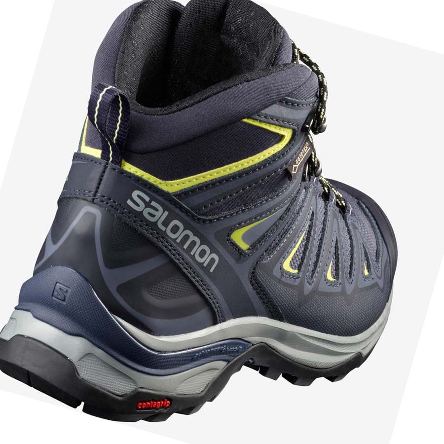 Salomon WoX ULTRA 3 WIDE MID GORE-TEX Vandringsskor Dam Blå | SE812UZG