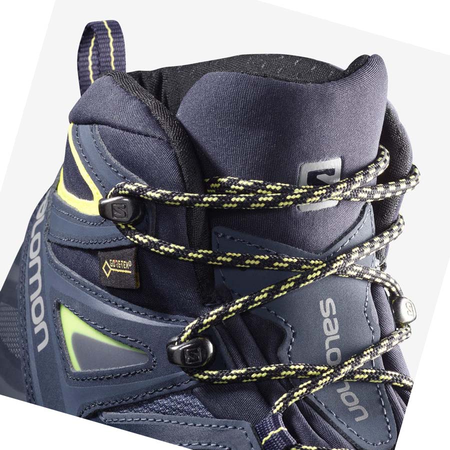 Salomon WoX ULTRA 3 WIDE MID GORE-TEX Vandringsskor Dam Blå | SE812UZG