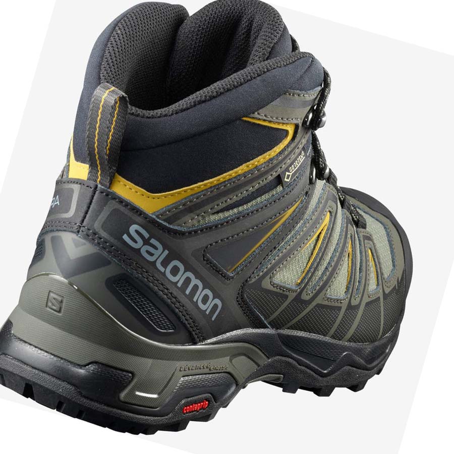 Salomon X ULTRA 3 WIDE MID GORE-TEX Vandringsskor Herr Grå Svarta Gröna | SE32UZG