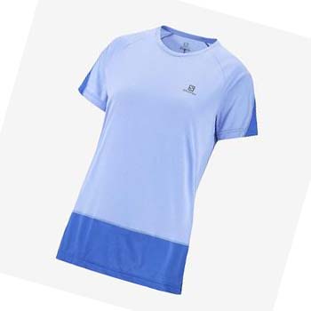 Salomon CROSS RUN T-shirt Dam Blå | SE1083CTV