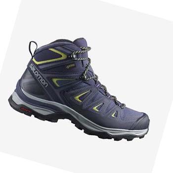 Salomon WoX ULTRA 3 WIDE MID GORE-TEX Vandringsskor Dam Blå | SE812UZG